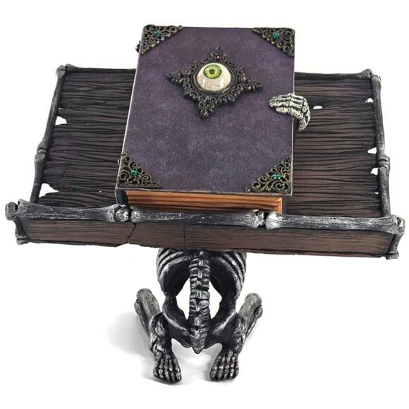 Katherine’s Collection Halloween Skeleton Spell Book Stand Gothic Home Decor - Picture 1 of 16